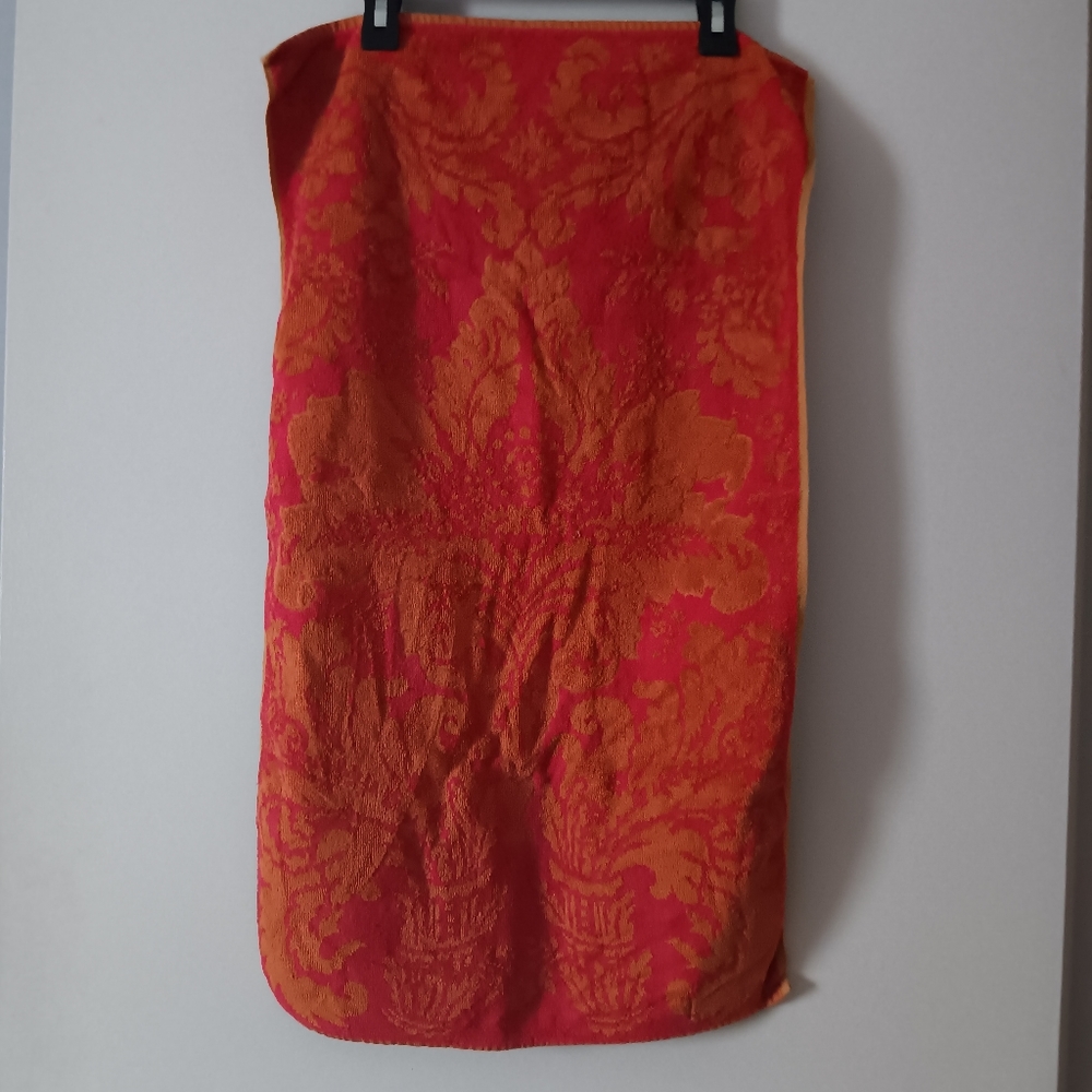 Vintage STEPHENS UTICA Fine Art Collection Cotton Red + Orange Hand Towel